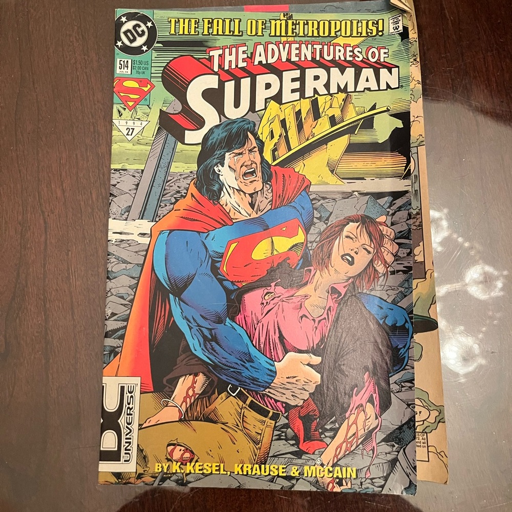DC Comic Book The Adventures Of Superman #514, The Fall Of Metropolis!